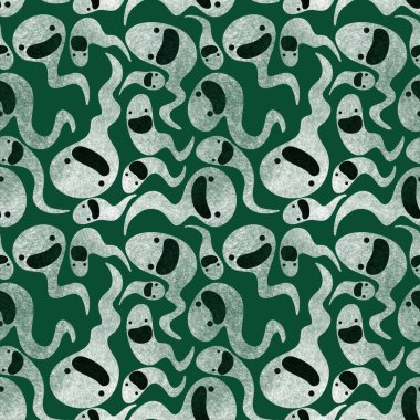 Cadılar Bayramı hayaletleri, ambalajsız kawaii desenli ambalaj kağıtları ve çocukların giysi baskıları, aksesuarlar, çarşaflar, kumaşlar ve hediye kutuları. Yüksek kaliteli illüstrasyon