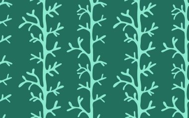 Flora soyut dalları, mutfak tekstil ürünleri, kumaşlar, çarşaflar, ambalaj kağıtları, giysi baskıları, not defterleri ve ambalajlar için dikişsiz dereotu yaprakları deseni. Yüksek kaliteli illüstrasyon