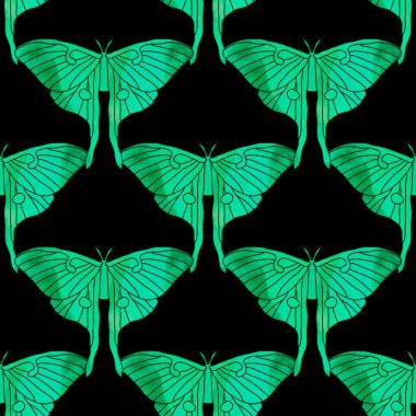 Kağıt ambalajı için soyut geometrik dikişsiz kelebek deseni ve çocuk giysisi baskısı, bahar aksesuarları, kumaşlar, çarşaflar ve mutfak tekstili. Yüksek kaliteli illüstrasyon