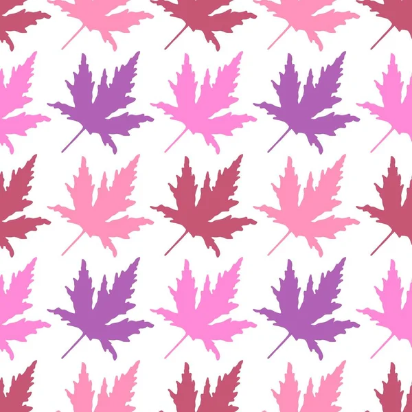 Autumn Cartoon Doodle Seamless Maple Leaves Pattern Wrapping Paper Clothes — 图库照片