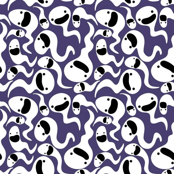 Halloween Ghost Seamless Cartoon Kawaii Pattern Wrapping Paper Kids Clothes — Stock Photo, Image