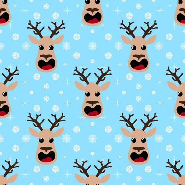 Cartoon winter deer seamless Christmas pattern for gifts box and wrapping paper and clothes print and kids accessories and fabrics and festive notebooks. High quality illustration