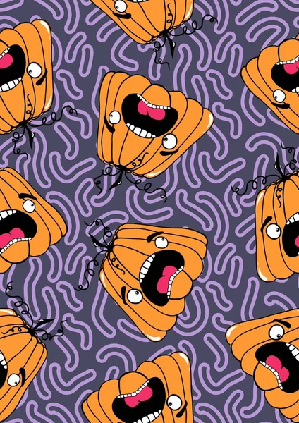 Halloween Seamless Pumpkins Pattern Fabrics Wrapping Paper Clothes Print Notebooks — Stock Photo, Image