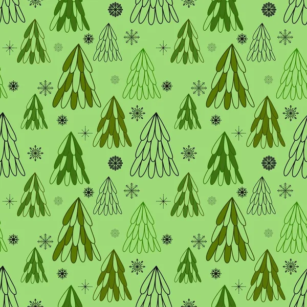 Christmas tree seamless forest pattern for wrapping paper and kids clothes print and fabrics and accessories and linens and packaging. High quality illustration