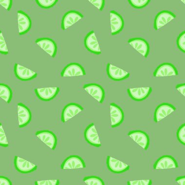 Sebzesiz salatalık desenli ambalaj kağıdı ve çocuk giysisi baskısı ve mutfak tekstili ve kumaşlar ve aksesuarlar ve çarşaflar. Yüksek kaliteli illüstrasyon