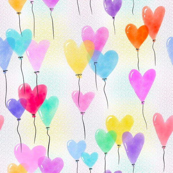 Walentynki Serca Bezszwowe Miłości Balony Wzór Pakowania Papieru Ubrania Dla — Zdjęcie stockowe