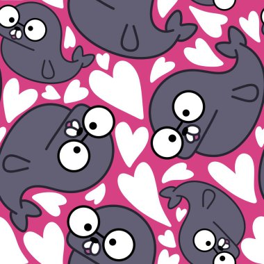 Hayvanlar, ambalaj kâğıdı, kıyafet baskısı, çocuk aksesuarları, kumaşlar, çarşaflar, ambalajlar ve anaokulu için kusursuz karalama mühür desenleri. Yüksek kaliteli illüstrasyon