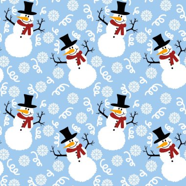 Noel kardan adam havuç, eşarp ve şapka desenli ambalaj kağıdı, Noel aksesuarları, çocuklar, kumaşlar, çarşaflar ve ambalajlar. Yüksek kaliteli illüstrasyon