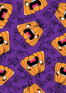 Halloween seamless pumpkins pattern for fabrics and wrapping paper and clothes print and notebooks and accessories and party. High quality illustration