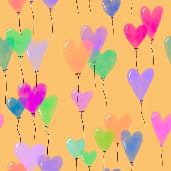 Valentinsherzen Nahtlose Liebe Luftballons Muster Für Packpapier Und Kinderkleidung Druck — Stockfoto