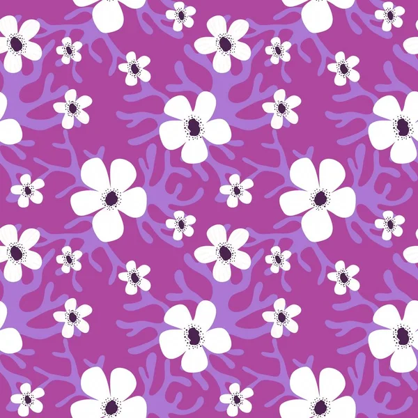 Цветочные Бесшовные Цветы Листья Узор Упаковки Бумаги Одежды Печати Ткани — стоковое фото