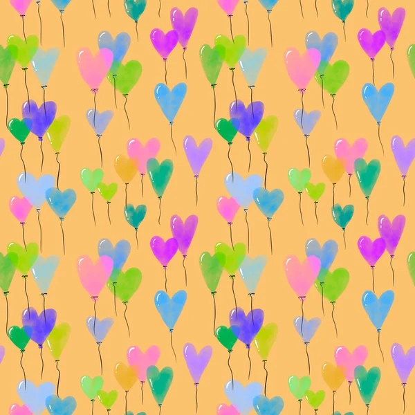 Valentines Hearts Seamless Love Balloons Pattern Wrapping Paper Kids Clothes — Stock Photo, Image