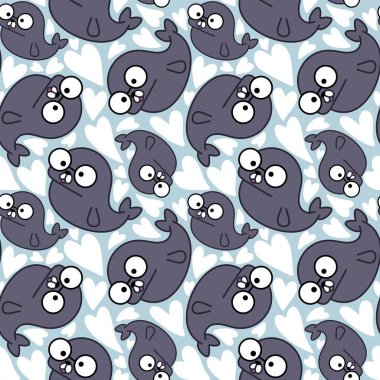 Hayvanlar, ambalaj kâğıdı, kıyafet baskısı, çocuk aksesuarları, kumaşlar, çarşaflar, ambalajlar ve anaokulu için kusursuz karalama mühür desenleri. Yüksek kaliteli illüstrasyon