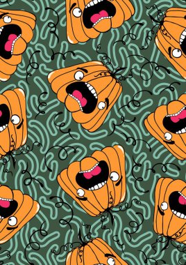 Halloween seamless pumpkins pattern for fabrics and wrapping paper and clothes print and notebooks and accessories and party. High quality illustration