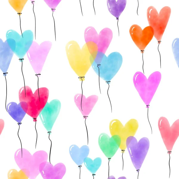 Valentim Corações Sem Costura Amor Balões Padrão Para Papel Embrulho — Fotografia de Stock