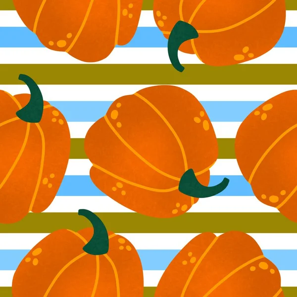 Осенний Сбор Овощей Бесшовный Хэллоуин Тыквы Шаблон Упаковки Бумаги Одежды — стоковое фото