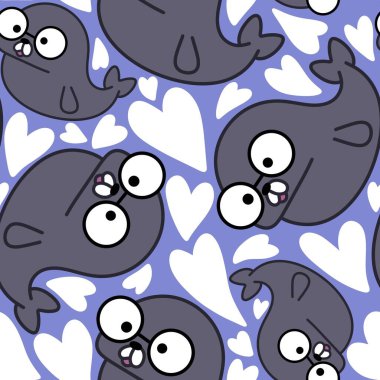 Hayvanlar, ambalaj kâğıdı, kıyafet baskısı, çocuk aksesuarları, kumaşlar, çarşaflar, ambalajlar ve anaokulu için kusursuz karalama mühür desenleri. Yüksek kaliteli illüstrasyon