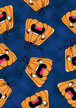 Halloween seamless pumpkins pattern for fabrics and wrapping paper and clothes print and notebooks and accessories and party. High quality illustration