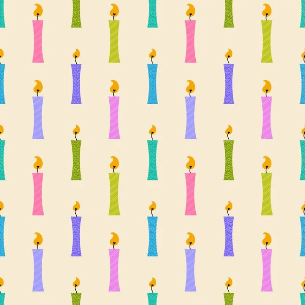 Festive cartoon seamless birthday candle doodle pattern for wrapping paper and clothes print and kids fabrics and accessories and linens and kitchen textiles. High quality illustration