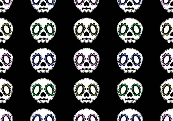 Halloween skulls seamless cartoon flower doodle pattern for wrapping paper and clothes print and kids and fabrics and accessories and linens and packaging. High quality photo