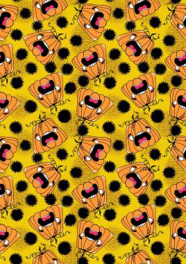 Halloween seamless pumpkins pattern for fabrics and wrapping paper and clothes print and notebooks and accessories and party. High quality illustration