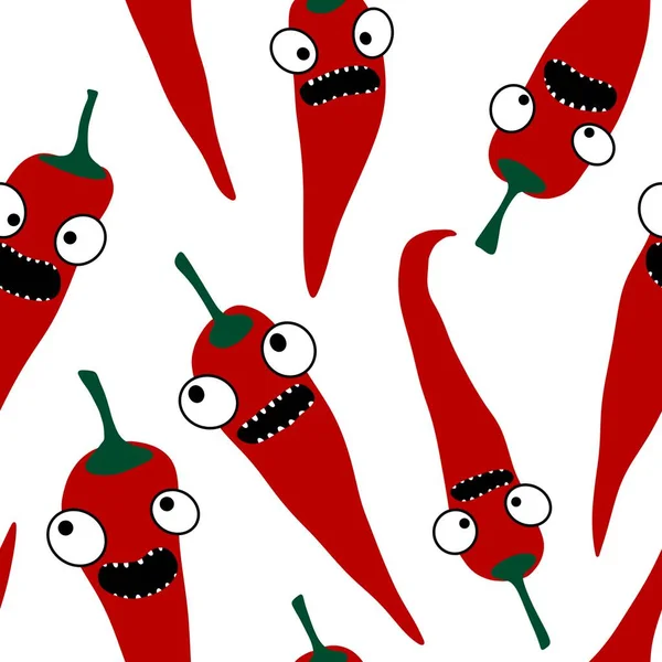 Cartoon vegetable seamless vampire Halloween red hot pepper pattern for wrapping paper and clothes print and kids accessories and fabrics and linens. High quality illustration