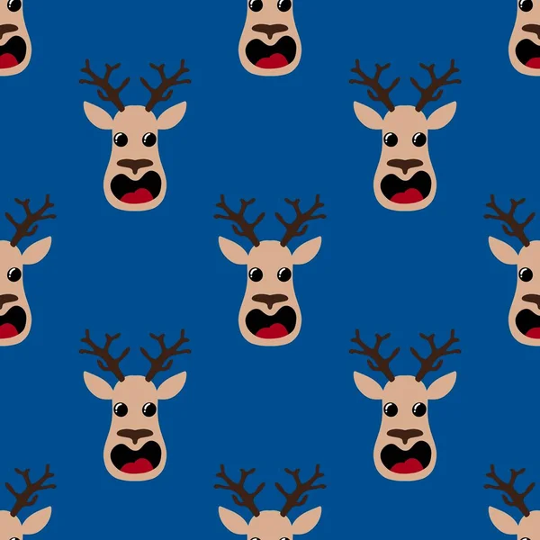 Cartoon winter deer seamless Christmas pattern for gifts box and wrapping paper and clothes print and kids accessories and fabrics and festive notebooks. High quality illustration