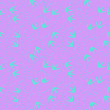 Dinozor ayak izleri kağıdını sarmak için kusursuz kuş çizimleri ve çocuk giysileri baskısı, kumaşlar, çarşaflar, aksesuarlar ve ambalajlar. Yüksek kaliteli illüstrasyon