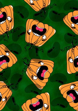 Halloween seamless pumpkins pattern for fabrics and wrapping paper and clothes print and notebooks and accessories and party. High quality illustration