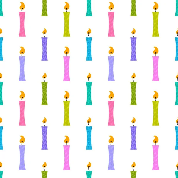 Festive cartoon seamless birthday candle doodle pattern for wrapping paper and clothes print and kids fabrics and accessories and linens and kitchen textiles. High quality illustration