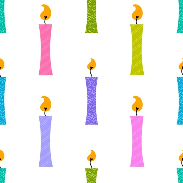 Festive cartoon seamless birthday candle doodle pattern for wrapping paper and clothes print and kids fabrics and accessories and linens and kitchen textiles. High quality illustration