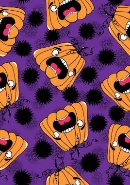 Halloween seamless pumpkins pattern for fabrics and wrapping paper and clothes print and notebooks and accessories and party. High quality illustration