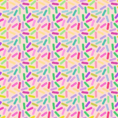 Doğum günü pastası desenleri ambalaj kağıdı ve çocuk giysileri baskısı, tatiller, kumaşlar, çarşaflar, hobiler ve mutfak tekstili için şenlikli şeker serpiştirir. Yüksek kaliteli illüstrasyon