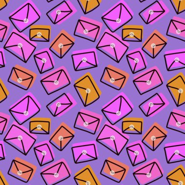 Kış zarfı, kar taneleri desenli paketler, çocuk kıyafetleri, Noel aksesuarları ve şenlikli kumaşlar. Yüksek kaliteli illüstrasyon