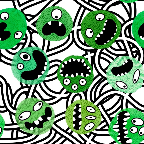 Monsters Aliens Cartoon Naadloze Halloween Doodle Patroon Voor Het Inpakken — Stockfoto