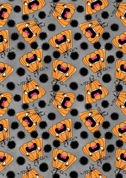 Halloween Seamless Pumpkins Pattern Fabrics Wrapping Paper Clothes Print Notebooks — ストック写真