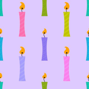 Karikatür, doğum günü mumu desenli ambalaj kâğıdı, kıyafet baskısı, çocuk kumaşı, aksesuar, çarşaf ve mutfak tekstili. Yüksek kaliteli illüstrasyon