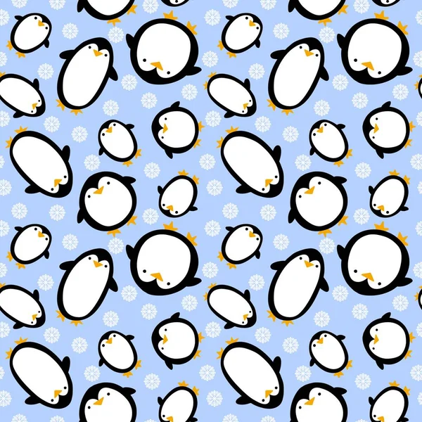 Cartoon winter Christmas seamless penguin pattern for wrapping paper and kids clothes print and fabrics and linens and accessories and packaging. High quality illustration