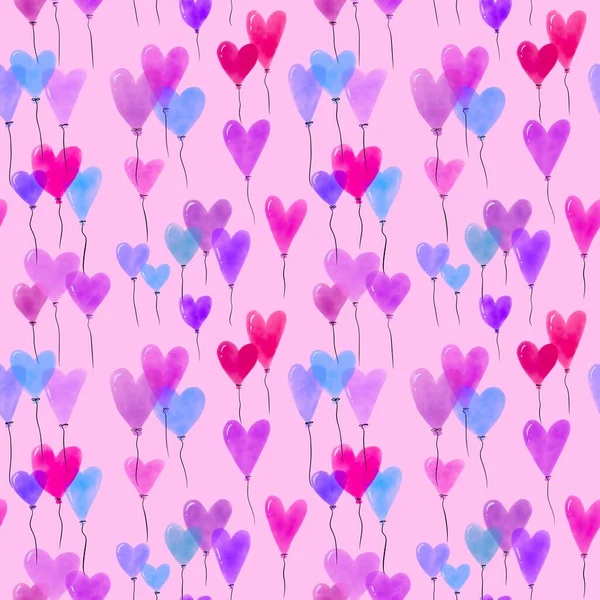 Valentijnskaarten Harten Naadloze Liefde Ballonnen Patroon Voor Het Inpakken Van — Stockfoto