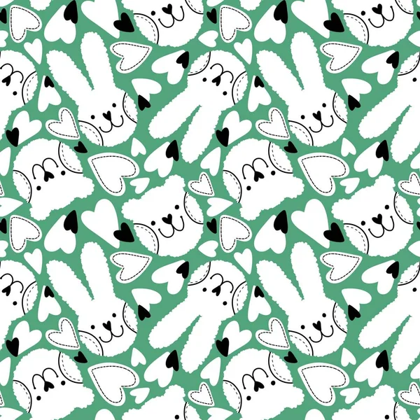 Cartoon Animals Seamless Doodle Rabbit Bear Pattern Wrapping Paper Kids — Stock Photo, Image