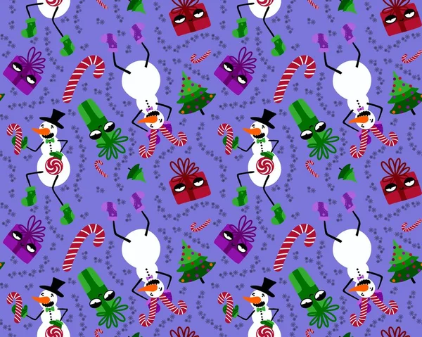 Winter Seamless Snowman Snowflakes Pattern Christmas Wrapping Paper Kids Notebooks —  Fotos de Stock