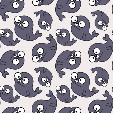 Hayvanlar, ambalaj kâğıdı, kıyafet baskısı, çocuk aksesuarları, kumaşlar, çarşaflar, ambalajlar ve anaokulu için kusursuz karalama mühür desenleri. Yüksek kaliteli illüstrasyon