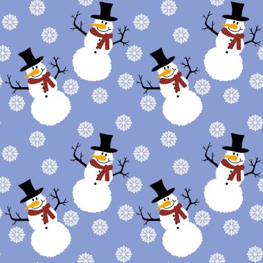 Noel kardan adam havuç, eşarp ve şapka desenli ambalaj kağıdı, Noel aksesuarları, çocuklar, kumaşlar, çarşaflar ve ambalajlar. Yüksek kaliteli illüstrasyon