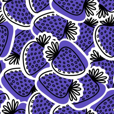 Çizgi film yaz meyveleri ambalajsız çilek deseni ve çocuk giysileri baskısı, kumaşlar, çarşaflar, ambalajlar ve çarşaflar. Yüksek kaliteli illüstrasyon