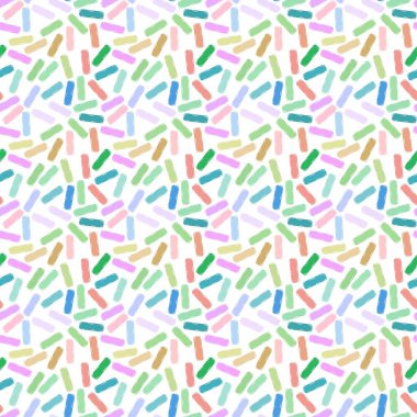 Doğum günü pastası desenleri ambalaj kağıdı ve çocuk giysileri baskısı, tatiller, kumaşlar, çarşaflar, hobiler ve mutfak tekstili için şenlikli şeker serpiştirir. Yüksek kaliteli illüstrasyon