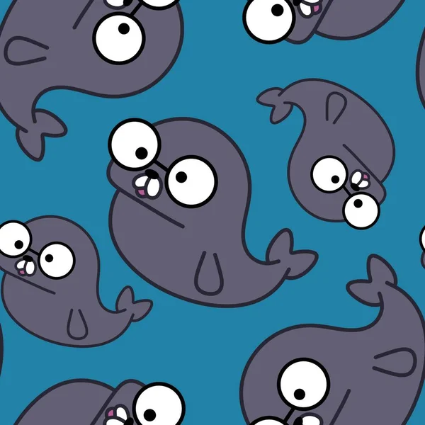 Animals Seamless Doodle Cartoon Seal Pattern Wrapping Paper Clothes Print — Stock Photo, Image