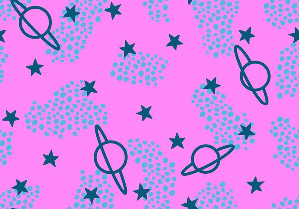 Cartoon seamless stars and planets pattern for wrapping paper and kids clothes print and fabrics and linens and packaging and kindergarten and accessories. High quality illustration