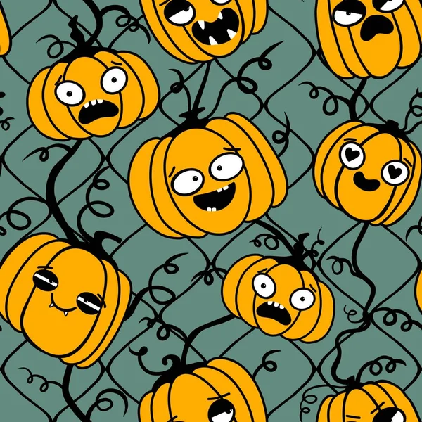 Halloween Seamless Pumpkins Pattern Fabrics Wrapping Paper Clothes Print Notebooks — стоковое фото