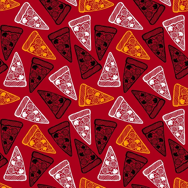 Cartoon Doodle Pizza Seamless Kids Pattern Wrapping Paper Clothes Print — Stock Photo, Image