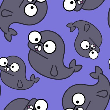 Hayvanlar, ambalaj kâğıdı, kıyafet baskısı, çocuk aksesuarları, kumaşlar, çarşaflar, ambalajlar ve anaokulu için kusursuz karalama mühür desenleri. Yüksek kaliteli illüstrasyon